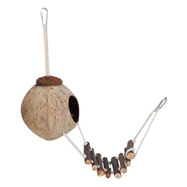 Imagem de Sluffs Bird's Nest Hamster Breeding Nest Climbing Ladder Coconut Shell Hideaway Toy House- Small Animals House Pet Cage Habitats Decor