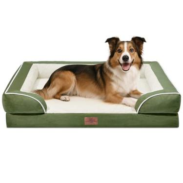 Imagem de Comfort Expression Cama grande para cães, impermeável, com espuma ortopédica, sofá-cama confortável para animais de estimação com capa removível lavável e fundo antiderrapante (G, verde claro)