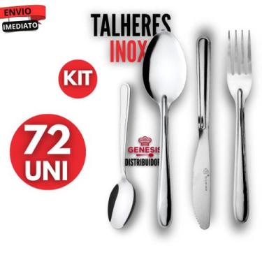 Imagem de Jogo 120 Talheres Peças Aço INOX 30 Garfos 30 Facas 30 Colher 30 Colhe
