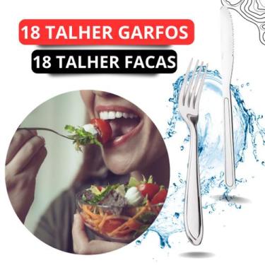 Imagem de Jogo de Talheres 36 Peças em Inox 18 Garfos 18 Facas Facas e garfos de