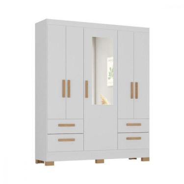 Imagem de Guarda Roupa Casal Vitoria 5 Portas 4 Gavetas Branco Atualle Branco Br