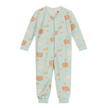 Imagem de Macacão pijama infantil moletom Brandili Verde