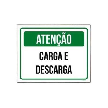 Imagem de Kit 10 Placa Sinalização - Atenção Carga Descarga Verde - Sinalizo.Com