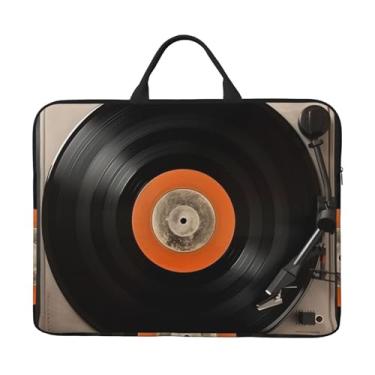 Imagem de Capa vintage para laptop com disco de vinil de 14 polegadas, bolsa de transporte para computador, à prova de choque, capa protetora para notebook, bolsa portátil para laptop à prova d'água para homens