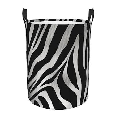 Imagem de Cesto de lavanderia com estampa de zebra, dobrável, impermeável, cesto de armazenamento de roupas com alças, pano Oxford, organizador de brinquedos, cesta para banheiro, lavanderia, quarto, pequeno