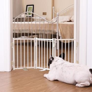 Imagem de No Pawblems Portão curto para cães, cerca dobrável de 41,5 cm de altura para ambientes internos e externos, portão extra largo de até 91 cm para filhotes de cachorro para escadas, corredores, portas