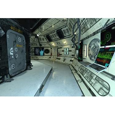 Imagem de YongFoto 1,5 x 0,9 m Pano de fundo interior nave espacial painel de controle espaço universo exploração fotografia fundo crianças aniversário menino astronauta festa decoração arte papel de parede