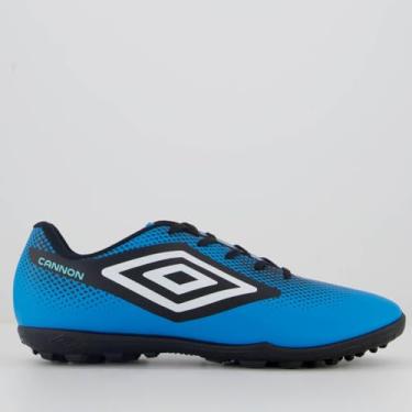 Imagem de Chuteira Society Umbro Cannon,Azul/Preto/Branco,43