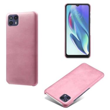 Imagem de Capa para MOTO G50 5G,Proteção contra quedas,Casca de volta de cor sólida simples,Design de couro de imitação de plástico-Pink
