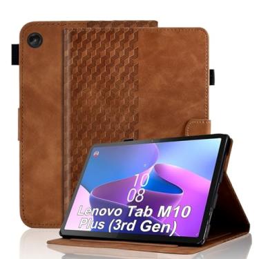 Imagem de Varohix Capa para Lenovo Tab M10 Plus 3ª geração 2022 10,6 polegadas (TB125FU/TB128FU/TB128XU) PU couro fólio magnético suporte de cartão com suporte para caneta S, marrom