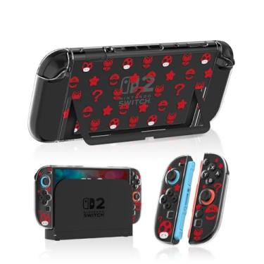 Imagem de Gurgitat Capa protetora encaixável para Nintendo Switch 2 2025 - Design fofo vermelho de TPU transparente capa rígida para Joycon 2 para mulheres adolescentes meninas meninos