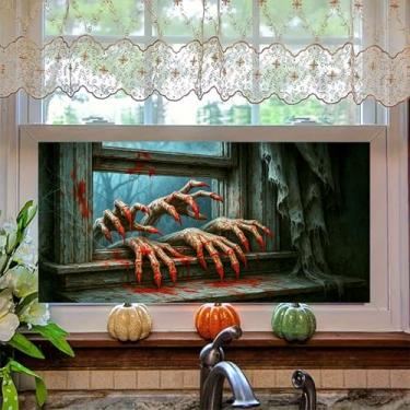 Imagem de HOMETITUTE Película de privacidade para janela Bloody Claws 100 x 43 cm decalque de janela estática assustadora de Halloween monstro para casa assombrada, festa de Halloween, decoração de casa