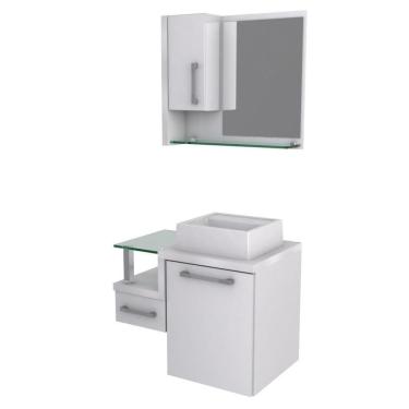 Imagem de Conjunto Balcão C-cuba Q32 E Espelheira Legno 630 Perffect Acetinado Branco Chess C-bra...