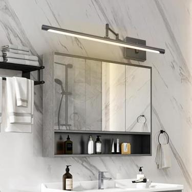 Imagem de GZZBMY Luminária de parede LED para espelho de banheiro, lâmpadas de parede giratórias dobráveis e retráteis, arandelas de parede de ângulo ajustável, modernas, internas, à prova d'água, luzes de