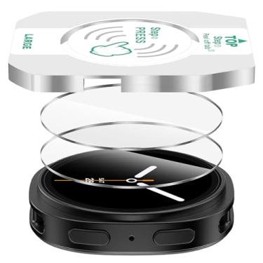 Imagem de Suoman Pacote com 2 protetores de tela para Samsung Galaxy Watch 8 de 44 mm, [resistente a arranhões] Película protetora de vidro temperado com dureza 9H + instalação de posicionamento