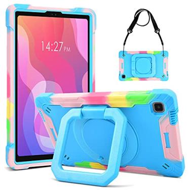 Imagem de DETUOSI Capa compatível com Samsung Tab A7 Lite 8,7" versão 2021 SM-T220/T225, capa protetora à prova de choque para Galaxy Tab A7 Lite 8,7" (suporte giratório de 360° e alça de mão), azul camuflado