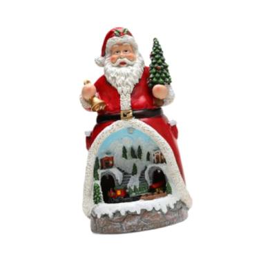 Imagem de oshhni Estatueta de Natal colecionável, giratório, decoração musical, mesa, arte, ornamento de LED para café, prateleira, dormitório, armário, reunião, Papai Noel