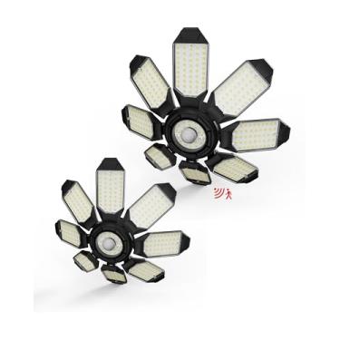 Imagem de Craftersmark Luz de garagem com sensor de movimento, luz de sensor de movimento de 300 W para ambientes internos, luzes de garagem deformáveis LED de teto, luz de loja de LED ativada por movimento