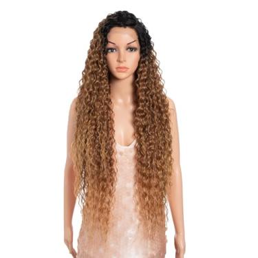 Imagem de Style Icon Peruca cacheada superlonga de 91 cm em forma de C peruca de renda de cabelo afro bebê peruca loira ombré sintética (91 cm, SOP43026)
