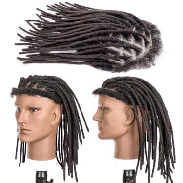 Imagem de originea DAIXI 20 x 25 cm transparente com base de renda completa cabelo afro extensões de dreadlock peruca para homens e mulheres, 0,8 cm de largura Loc extensões de cabelo humano dreadlock crochê na
