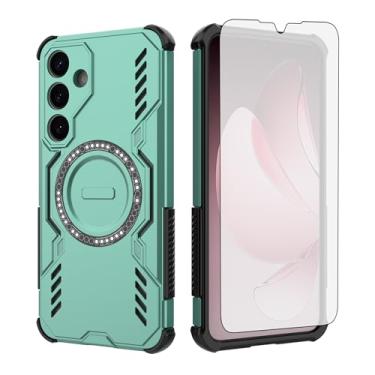 Imagem de Asuwish Capa de celular para Samsung Galaxy S25 Plus S25+ 5G com protetor de tela de vidro temperado, capa magnética e proteção à prova de choque, acessórios finos para celular S25Plus 25S + S 25 25+