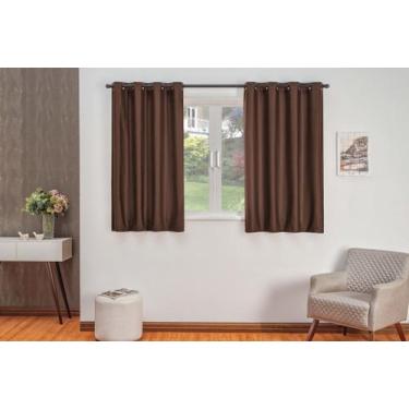 Imagem de Cortina 2,20 x 1,30 com ilhós de plástico Marrom Madrid - EMPÓRIO DO L