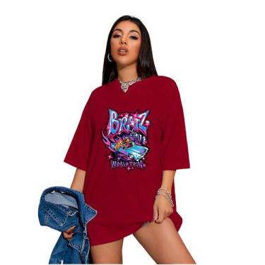 Imagem de Camiseta Oversized Feminina Bratz World Tour Vintage - FSL.CONF, Bordô