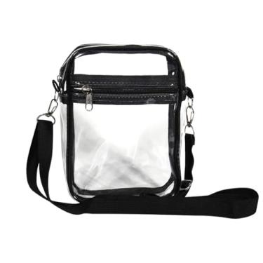 Imagem de Bolsa transversal transparente com alça ajustável bolsa de ombro para concerto, bolsa tiracolo de plástico, bolsa transversal transparente para eventos esportivos, preta
