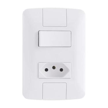 Imagem de Interruptor Tramontina Aria 1 Tecla Simples - Tomada 2P+T 10A com Plac