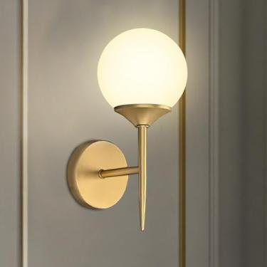 Imagem de ABTTOI Arandelas de parede modernas de meados do século banheiro globo dourado luminária de latão