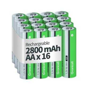 Imagem de Baterias recarregáveis Granicell AA 2800mAh 1,2 V, pacote com 16
