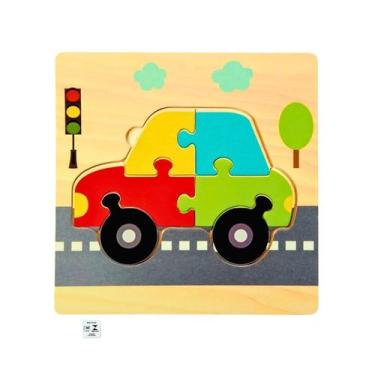 Imagem de Quebra Cabeca MDF Mini 7 Pecas Toymix Carro 15x15x0,3cm Brinquedo Educ