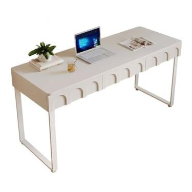 Imagem de Mesa para sentar e levantar Mesa branca com gavetas, penteadeira moderna, mesa para laptop, escritório em casa, para escrever, estudo, quarto(XL)