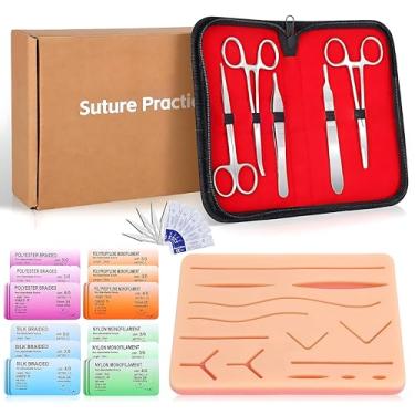 Imagem de Kit Sutura 30 Peças Estudantes Medicina – Almofada Silicone, Agulhas, Roscas e Ferramentas Práticas