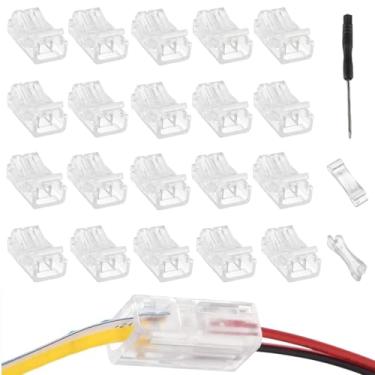 Imagem de EPLZON Conector de fita de LED de 2 pinos de 10 mm, conector de luz de LED, conector rápido de faixa a fio, adaptador de luzes RGB transparente, sem fio, conector de iluminação de faixa sem lacunas