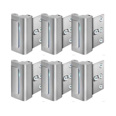 Imagem de Fechadura de porta de segurança doméstica, pacote com 3 fechaduras de reforço de porta à prova de crianças, trava noturna flip alta para defender sua casa crianças (6, prata)