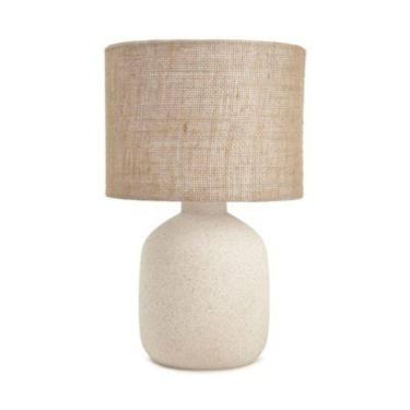 Imagem de Abajur Luminária Em Cerâmica E Fibra Natural 18269 48X33,5Cm