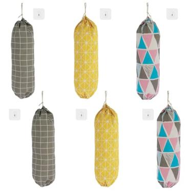 Imagem de ZFLYCANP 6 peças de suportes de saco de plástico, organizador de saco de plástico para montagem na parede, dispensador reutilizável de armazenamento de saco de lixo de ajuste livre para armário de