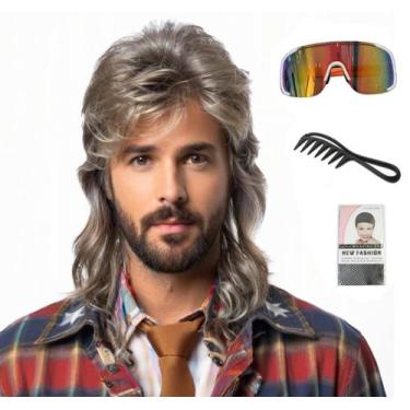 Imagem de Peruca de tainha Lotfon para homens Joe Dirt Emo, fantasia de Hallowee
