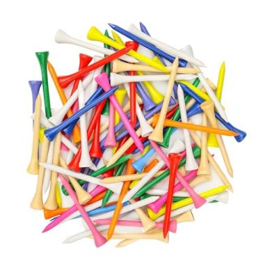 Imagem de EWILLING Pacote de 100 camisetas de golfe coloridas com vários designs pintados, de bambu natural, camisetas coloridas de golfe, tamanho 6,5 cm e 3,5 cm, pacote misto (cores mistas 8,5 cm + 3,5 cm)