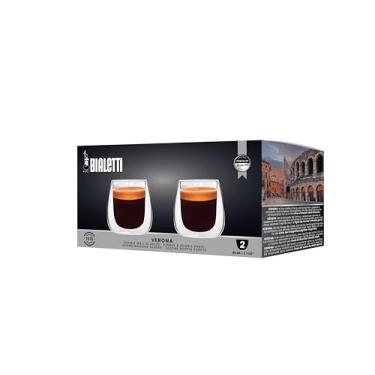 Imagem de Bialetti Copos de vidro de parede dupla Verona, 80 ml, conjunto de 2, expresso, cappuccino e bebidas geladas, transparente