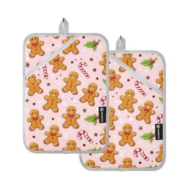 Imagem de Conjunto de 2 pegadores de panela resistentes ao calor, almofadas quentes de forno com bolsos para bancada, trivetes, cozinhar, churrasco