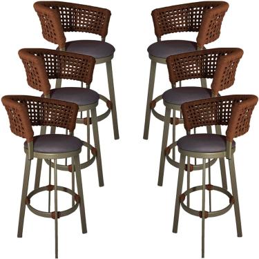 Imagem de 6 Banqueta Corda Náutica Somália em Alumínio Balcão, Edícula, Cozinha Trama