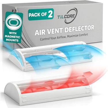 Imagem de Defletor de ventilação com fluxo de ar multidirecional de 6 vias - 25 x 10 cm, pacote com 2 capas de registro de calor: capas de ventilação magnéticas para piso doméstico, defletor de ar condicionado