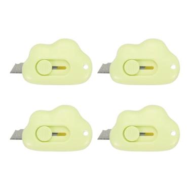 Imagem de PATIKIL Cortadores de caixa, 4 peças, abridor de cartas retrátil em forma de nuvem, pequeno abridor de envelope para corte de papel de abertura de envelope faça você mesmo, amarelo (2,4 x 1,5