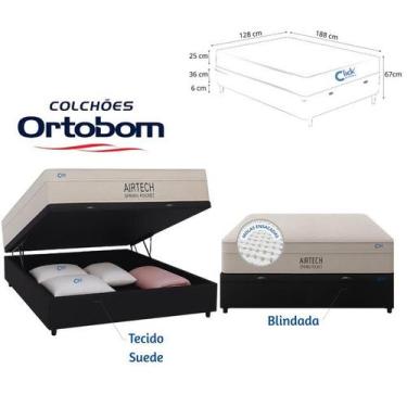 Imagem de Conjunto Colchão Ortobom Airtech Viúva 128x188 Molas Ensacadas + Cama 