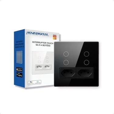 Imagem de Interruptor Inteligente Touch Wifi 4x4 4 Botões Tomada Alexa - Nova Di