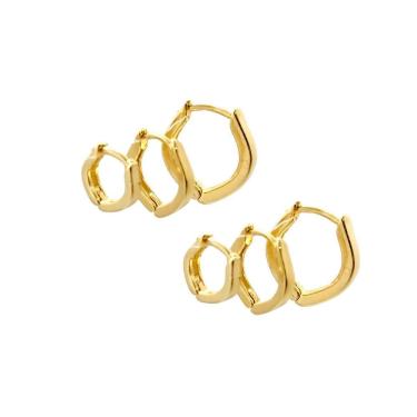 Imagem de Brinco folheado ouro argola 2 pares 3 furos - semijoia