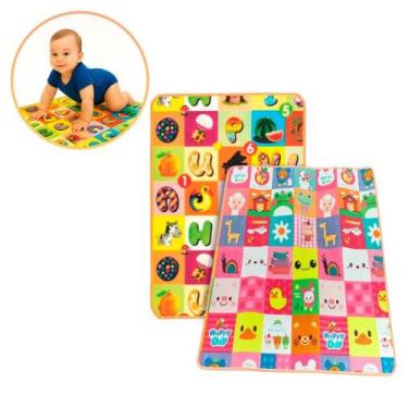 Imagem de Tapete Infantil Tatame Atividade Tummy Time Dupla Face Rolo Desenhos -
