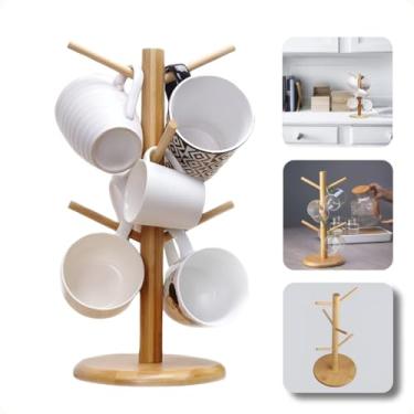 Imagem de Porta Xícaras Suporte Organizador Copos Canecas Café Chá Bambu